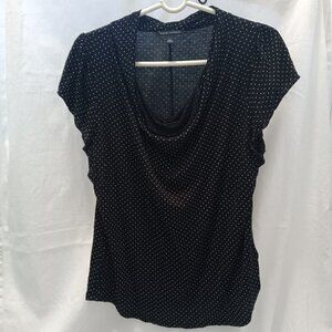 Banana Republic Black with White Polka Dots cowl neck Large Short Sleeves